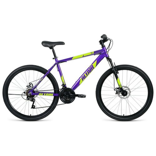Велосипед Altair AL 26 D 2021 рост 17 фиолетовый/зеленый велосипед горный двухподвесной altair mtb fs 26 2 0 disc 16 2021 16 черный красный