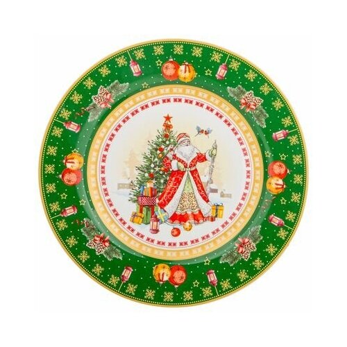 фото Тарелка закусочная lefard "дед мороз" 21 см зеленая , lefard 85-1631