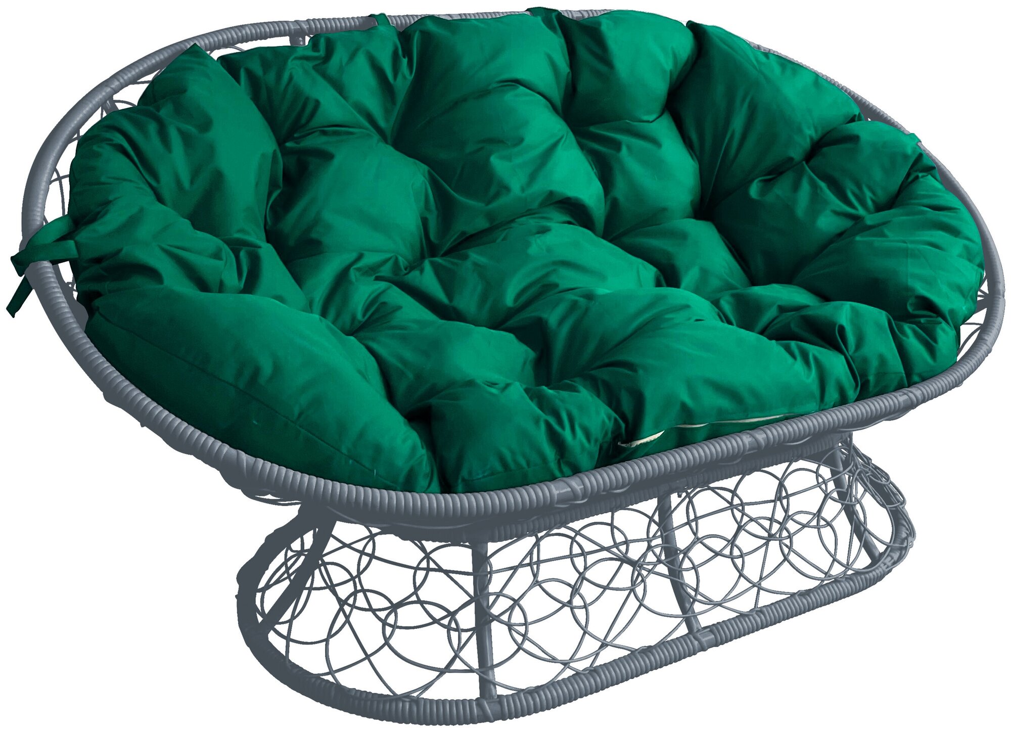 Диван M-Group мамасан ротанг серый, зелёная подушка - фотография № 1