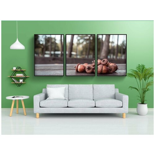 фото Набор модулных постеров для интерьера "желудь, желуди, осень" 60x90 см. в тубусе, без рамки lotsprints