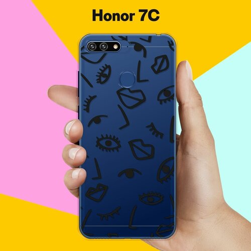 Силиконовый чехол Глаза и губы на Honor 7C силиконовый чехол глаза и губы на honor 7a pro