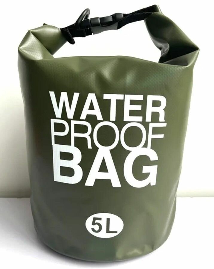 Герморюкзак водонепроницаемый, гермомешок водоотталкивающий 5 литров, Water Proof Bag, гермосумка темно-зеленая (хаки)