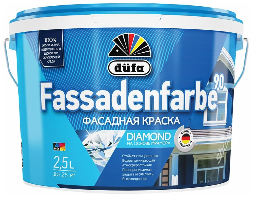 Краска фасадная Dufa Fassadenfarbe RD90 акриловая база 1 белая 2,5 л