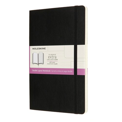 Блокнот Moleskine CLASSIC SOFT DOUBLE NB313SBK Large, 130х210 мм, 192 страницы, линейка/нелинованный, мягкая обложка, черный