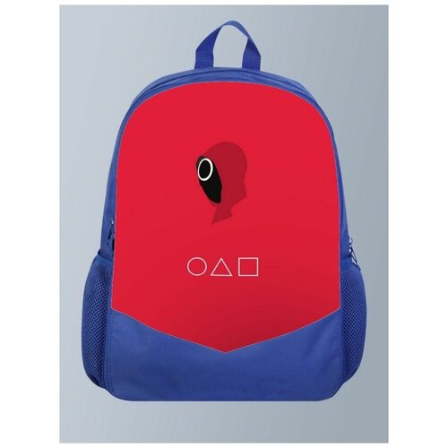 фото Голубой рюкзак с принтом сериал игра в кальмара squid game, выживание, триллер, драма - 123 brutbag