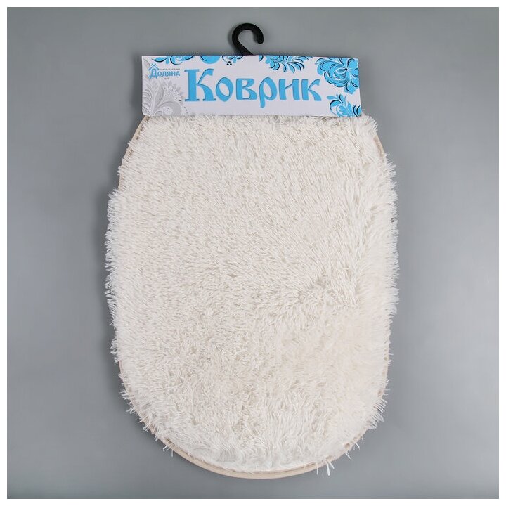 Коврик для ванной овальный Пушистик, 38 59 см, цвет белый - фотография № 9