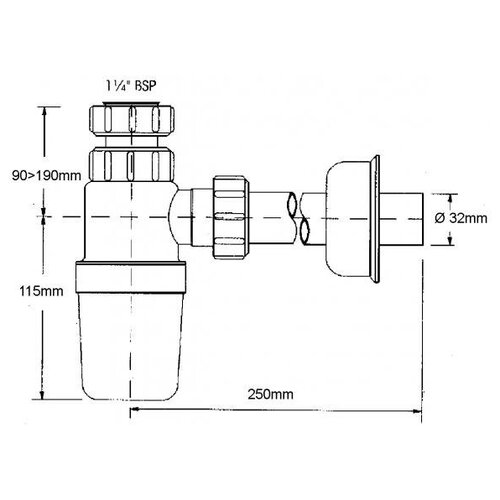 McALPINE Нижняя часть сифона 1 1/4 MRW1-NW на 32 мм 