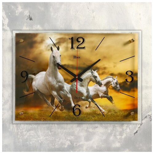 фото Часы настенные, серия: животный мир,"лошади" 40х56 см, микс 21 век 888126 .