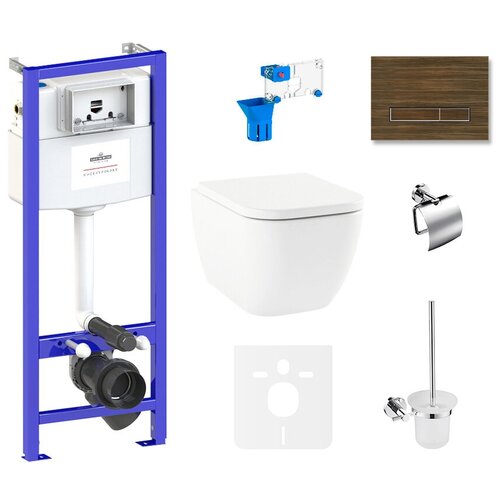 фото Комплект 9 в 1 lavinia boho one rimless 75110324, безободковый унитаз, сиденье микролифт, инсталляция, крепление, клавиша смыва, шумоизоляция, диспенсер, ершик, держатель туалетной бумаги