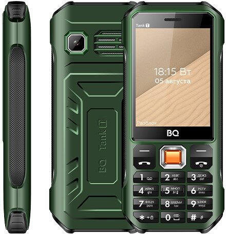 Сотовый телефон BQ BQM-2824 Tank T темно-зеленый (2.8",320х240,1800mAh,32MB,2Sim, BT, FM)