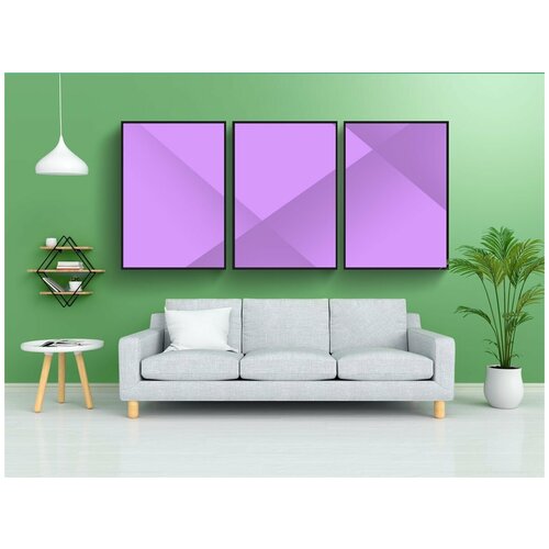 фото Набор модулных постеров для интерьера "задний план, фиолетовый, линии" 60x90 см. в тубусе, без рамки lotsprints