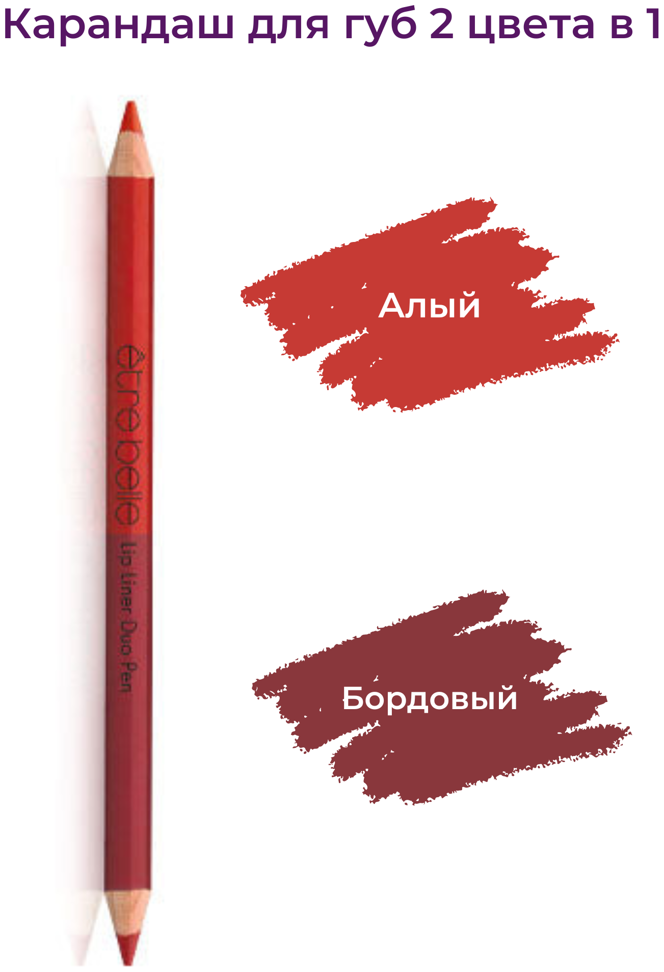 Etre Belle Карандаш для губ 2 в 1 Lip Liner Duo Pen, цвет Burgundy + Sunset Orange