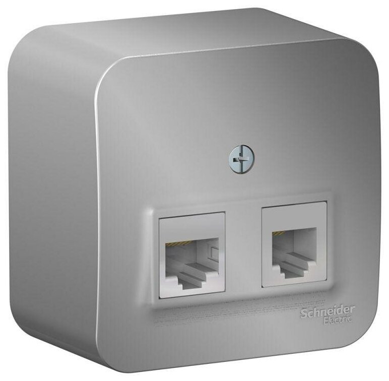 Розетка компьютерная + телефонная 2-м ОП Blanca RJ45 кат.5E + RJ11 с изолир. пластиной алюм. SchE SCHNEIDER ELECTRIC BLNIA045113 (1 шт.)