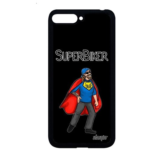 фото Дизайнерский чехол на смартфон // huawei y6 2018 // "супербайкер" смешной комичный, utaupia, черный