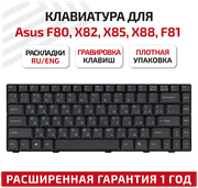 Клавиатура (keyboard) V020462IS1 для ноутбука Asus F80, F80Q, F80S, F80X, F81, F81S, F83SE, F83T, F83V, F83VF, X82, черная