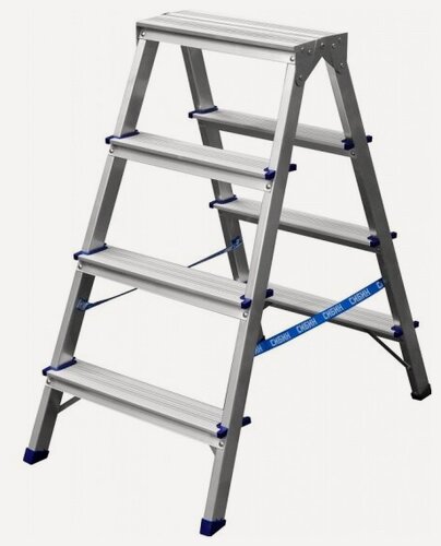 Изображение товара Стремянка Сибин двухсторонняя алюминиевая, 4 ступени, 38825-04