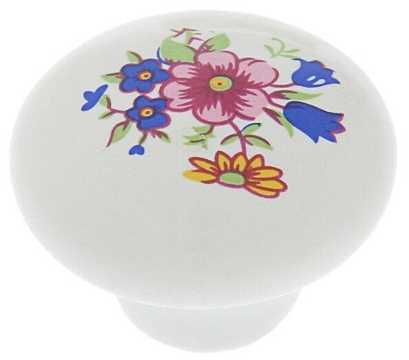Ручка кнопка FLOWER Ceramics 017 d=32 керамическая белая
