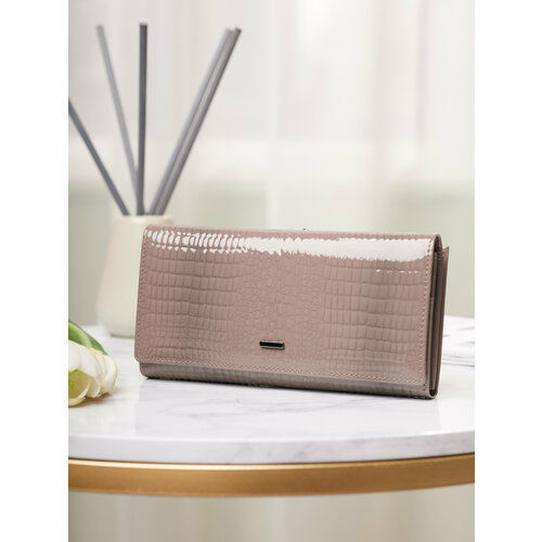 Кошелек Jetson, фактура глянцевая, лаковая, розовый, пыльная роза