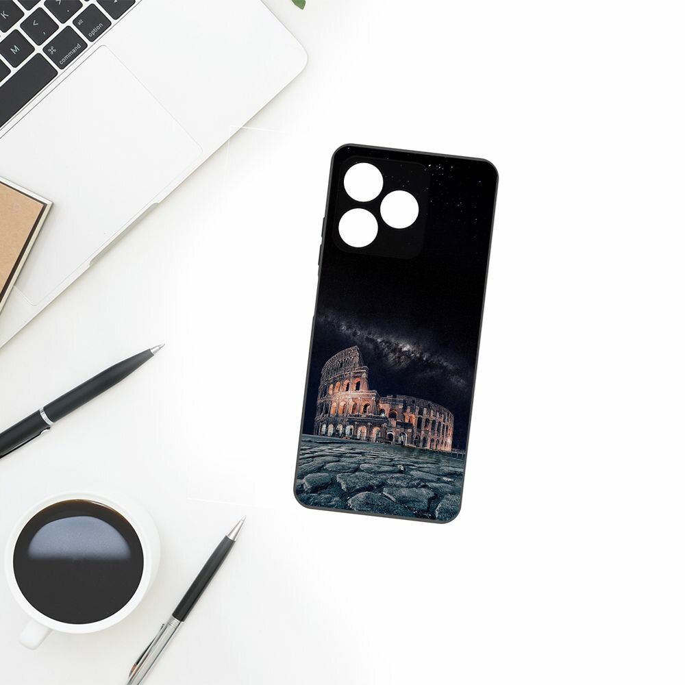 Чехол-накладка Krutoff Soft Case Италия, Колизей для Realme Note 50 черный — фото 1
