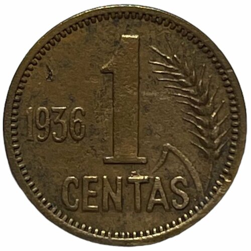 Литва 1 цент 1936 г. (Лот №2) литва 5 литов 1936 г