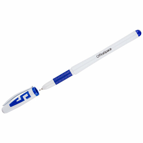 Ручка гелевая OfficeSpace синяя, 0,6мм, грип, игольчатый стержень, 12 штук