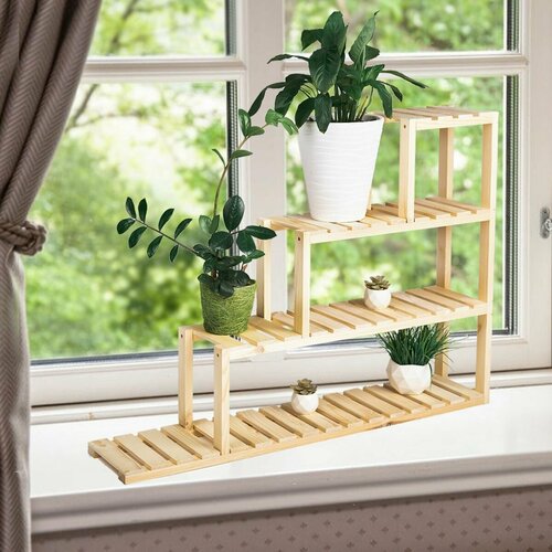 Подставка для цветов полка для рассады на подоконник Лесенка 75х102х20 см, Правильная упаковка
