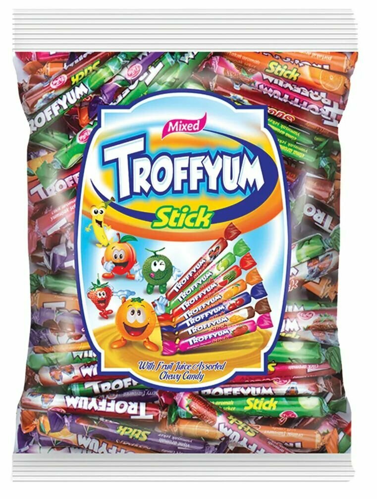 Жевательные конфеты Палочки Troffyum микс вкусов 500 гр - 5 шт