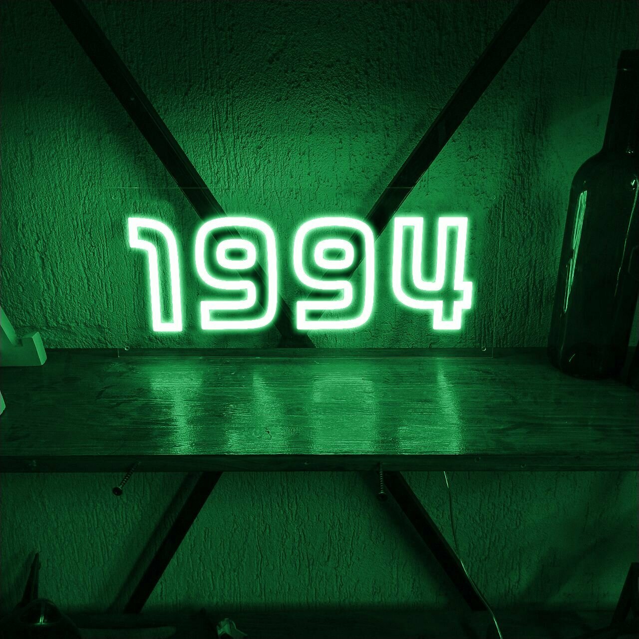 Неоновая табличка Elmarto 1994, 35x15 см, зеленая