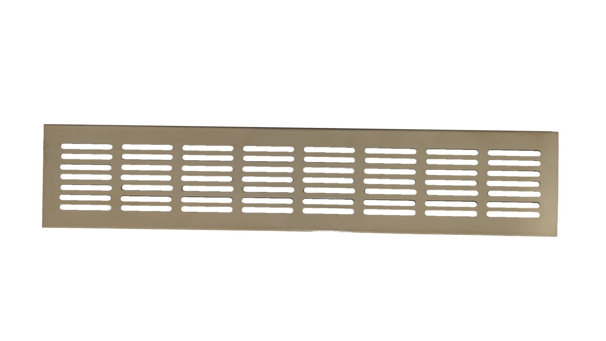 Решетка вентиляционная врезная из листового перфорированного металла габаритный размер 800х80мм антик белый