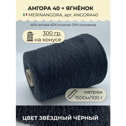 Пряжа для вязания MerinAngora Filati S.P.A. 40% ангора 40% ягненок 20% полиамид (300 гр на конусе)