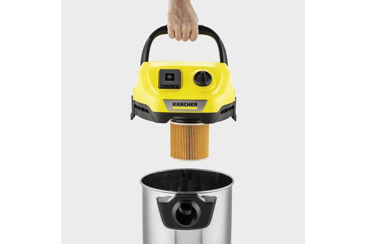 Строительный пылесос Karcher WD 3 P S V-17/4/20 1000Вт (уборка: сухая/сбор воды) желтый — фото 1