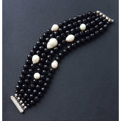 Браслет Mia Diva, жемчуг пресноводный культивированный, агат, чёрно-белый
