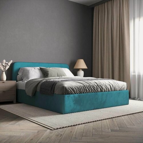 Изображение товара 180х200, InRoom двуспальная кровать с настилом Abstraction NS, велюр бирюзовый