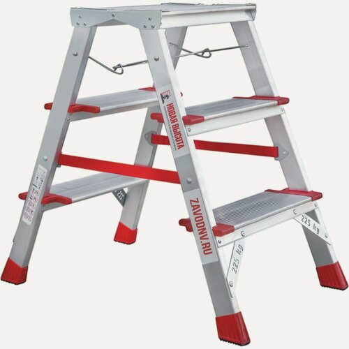 Изображение товара Профессиональная стремянка Новая Высота NV3127, 2x3 ступени 130 мм, площадка 350x260 мм, Max нагр. 225 кг, 2К башмаки,