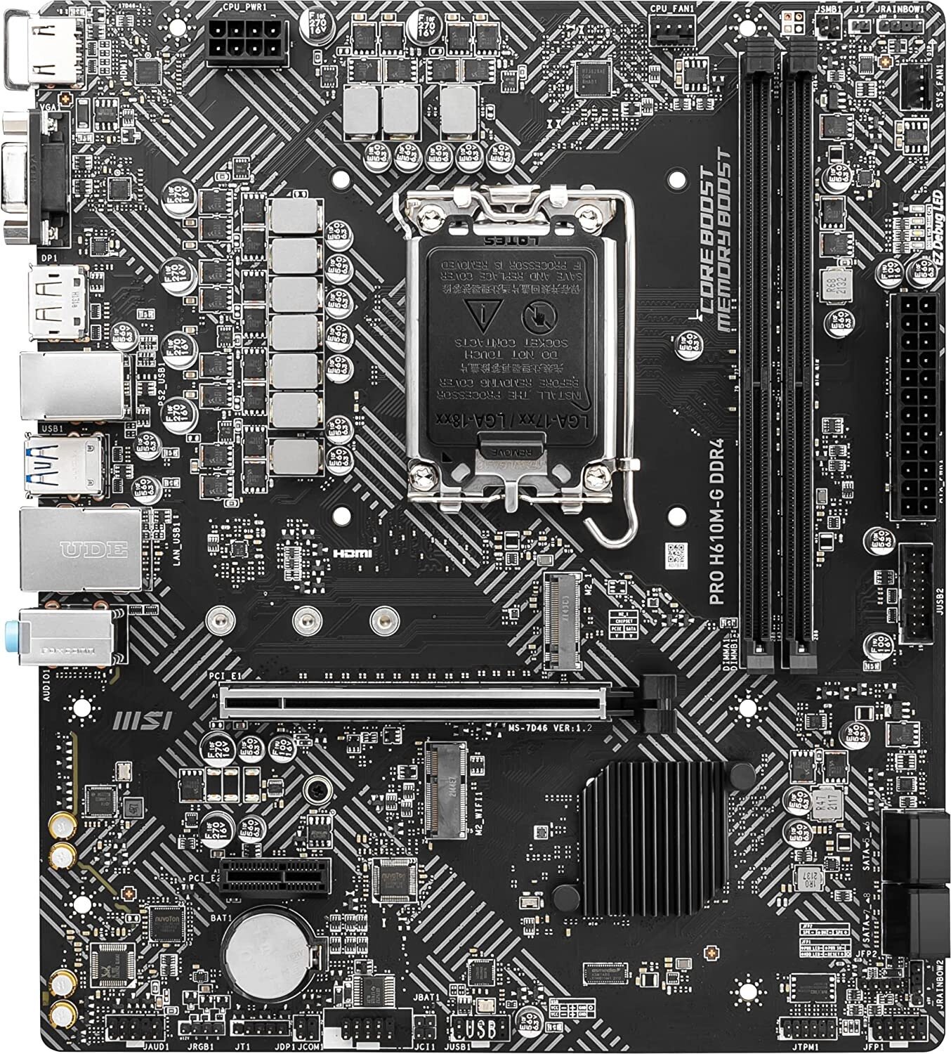 Материнская плата MSI PRO H610M-G DDR4 Soc-1700 Intel H610 2xDDR4 mATX AC97 8ch7.1 GbLANVGAHDMIDP