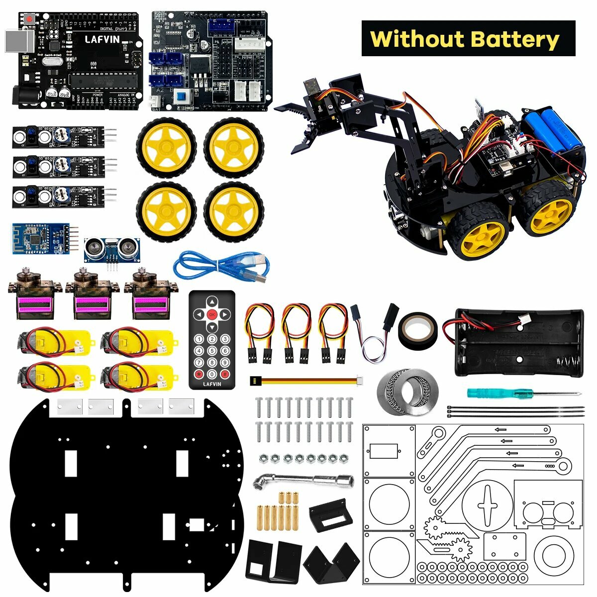 LAFVIN механический 4WD робот-манипулятор для Arduino