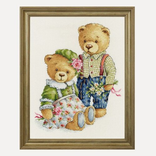 Изображение товара Набор для вышивания Золотое Руно ВК-085 "Плюшевые мишки", вышивка крестом, размер 30 на 23,5 см, мулине хлопок