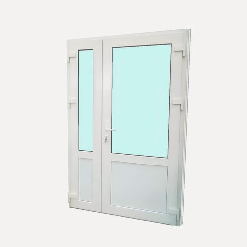 Изображение товара Дверь двухстворчатая штульп со стеклом входная (в.2100 / ш.1500)