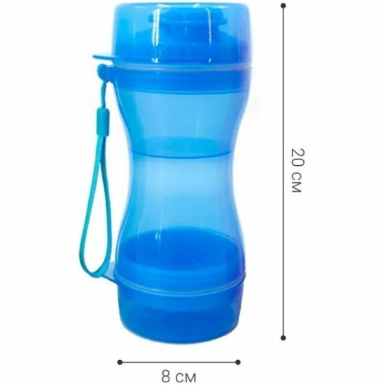 Поилка Zoowell Travel для собак и кошек дорожная бутылка+кормушка 2в1 голубая (TZ-P0116B)