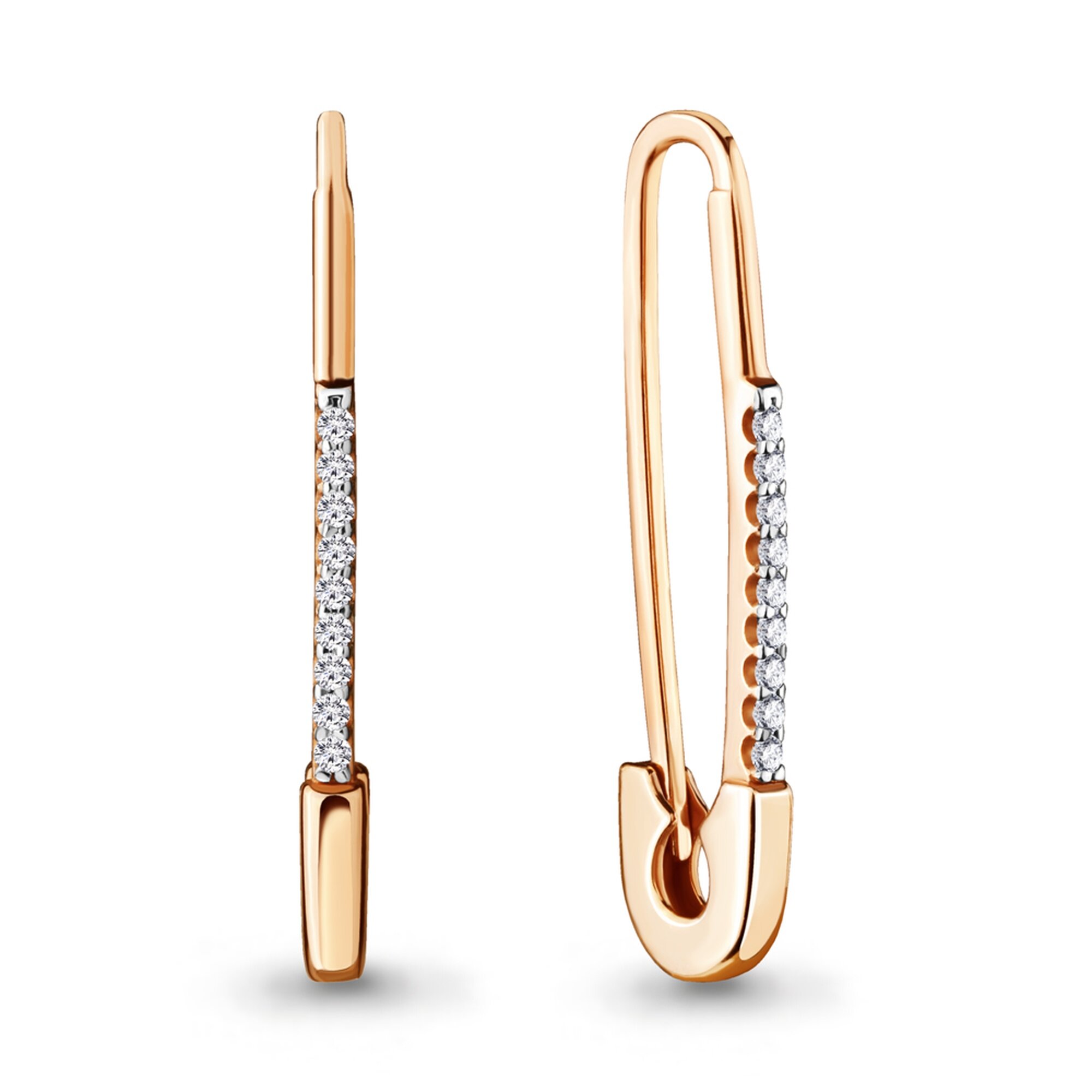Серьги Diamant online, серебро, 925 проба, золочение, фианит, длина 3 см, , прозрачный