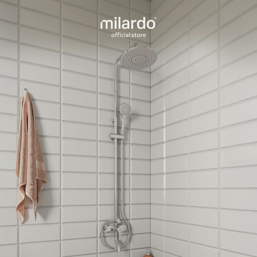 Изображение товара Душевая система Milardo Stripe STRSB1FM06 с тропическим душем глянцевый хром