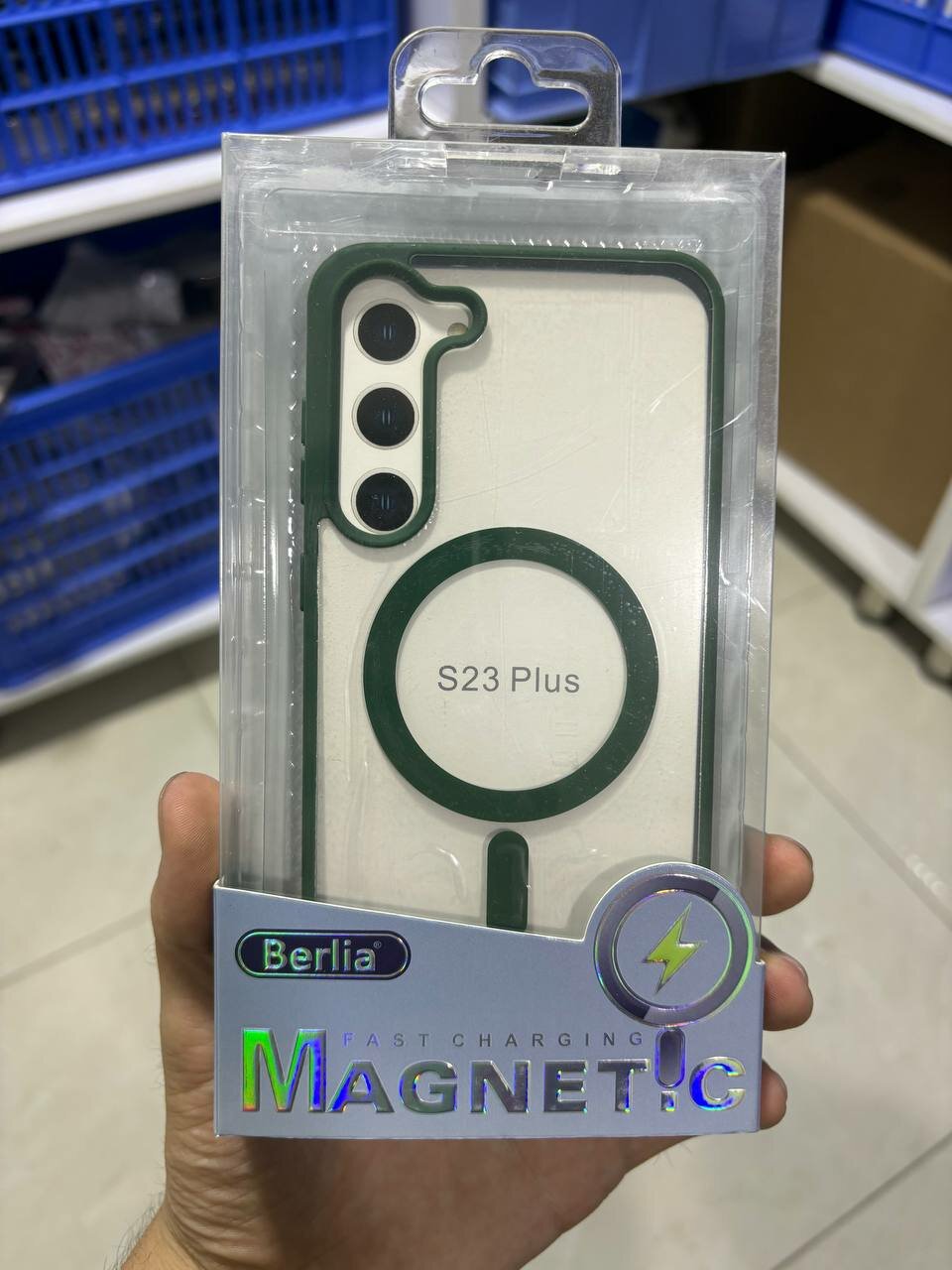 Чехол Berlia, для Samsung S22, MagSafe, ударопрочный, прозрачный