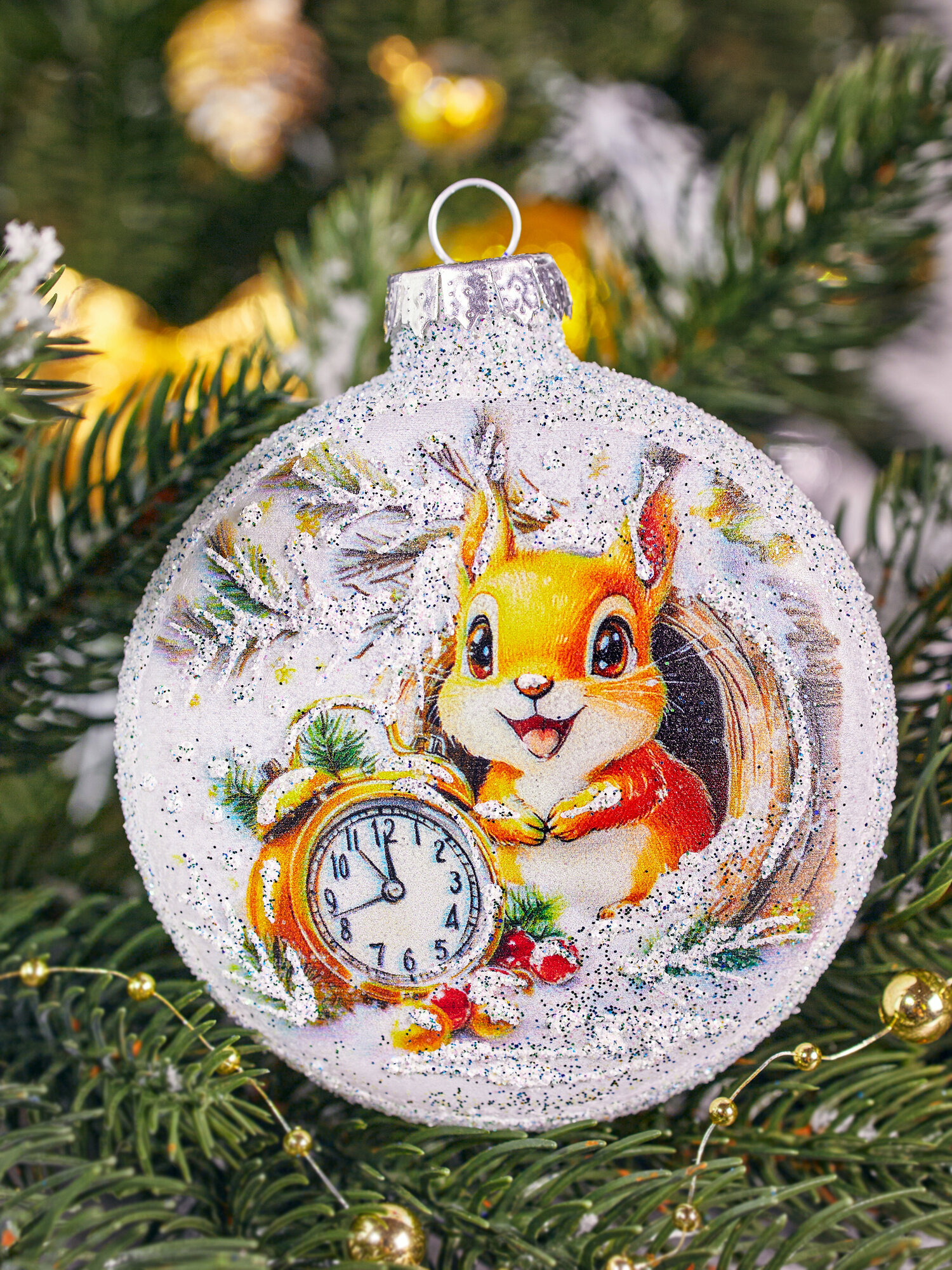 Елочная игрушка стеклянная медальон, 75 мм — фото 1