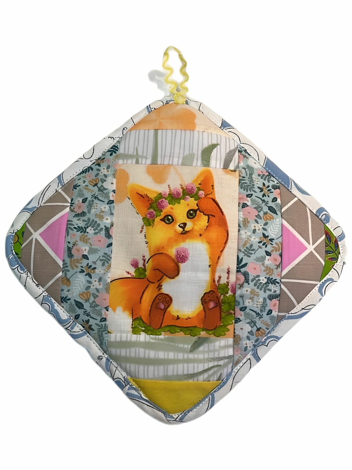 Набор прихваток (2 шт) Лисенок с бабочкой 19х19 ткань 100% хлопок  внутри утеплитель в подарочной крафт упаковке рисунок микс