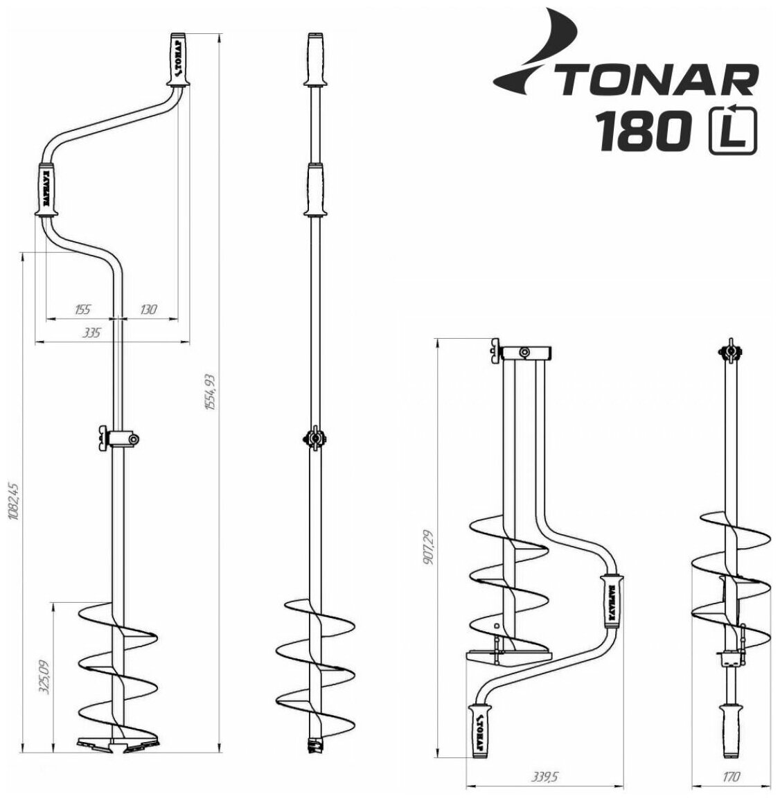 Ледобур Тонар ЛР-180Д, 180мм, 43.3см, белый/синий [lk-180ld] Noname - фото №14