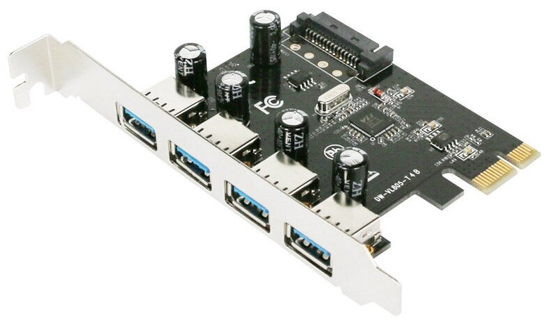 Адаптер GSMIN KP7 PCI-E на USB 3.0x4 c VIA 805 (Черный)