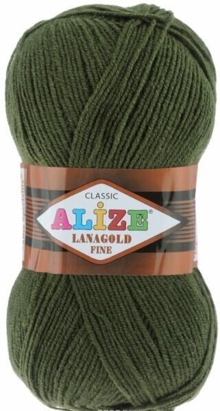 Пряжа Alize Lanagold Fine хаки(29), 51%акрил/49%шерсть, 390м, 100г, 1шт