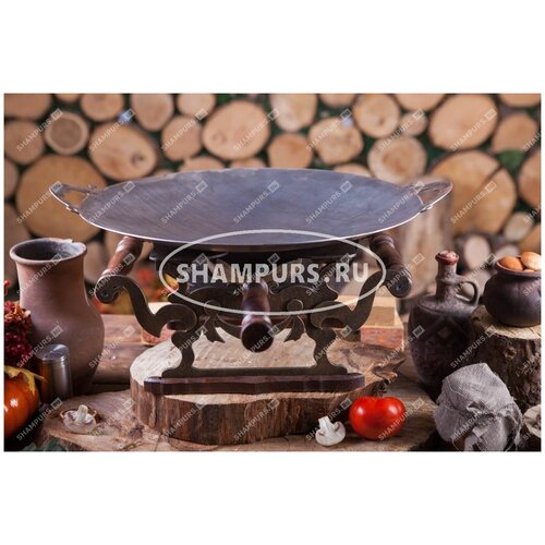 фото Сковорода садж из стали 45 см на подставке с совком для углей shampurs