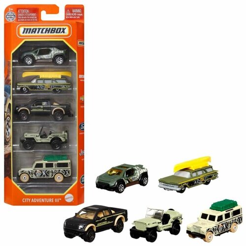 машинка mattel matchbox 216 toyota tacoma арт hft21 c0859 100 из 100 Набор машинок Mattel Matchbox из 5 шт