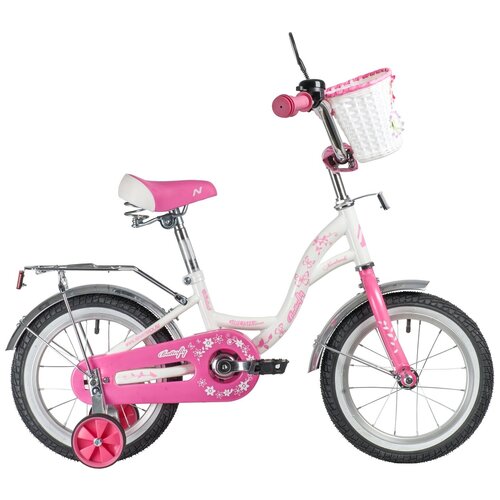NOVATRACK BUTTERFLY 14 2020 Велосипед NOVATRACK 14 BUTTERFLY белый-розовый тормоз нож крылья и багаж хром корз полн защцеп 697000₽
